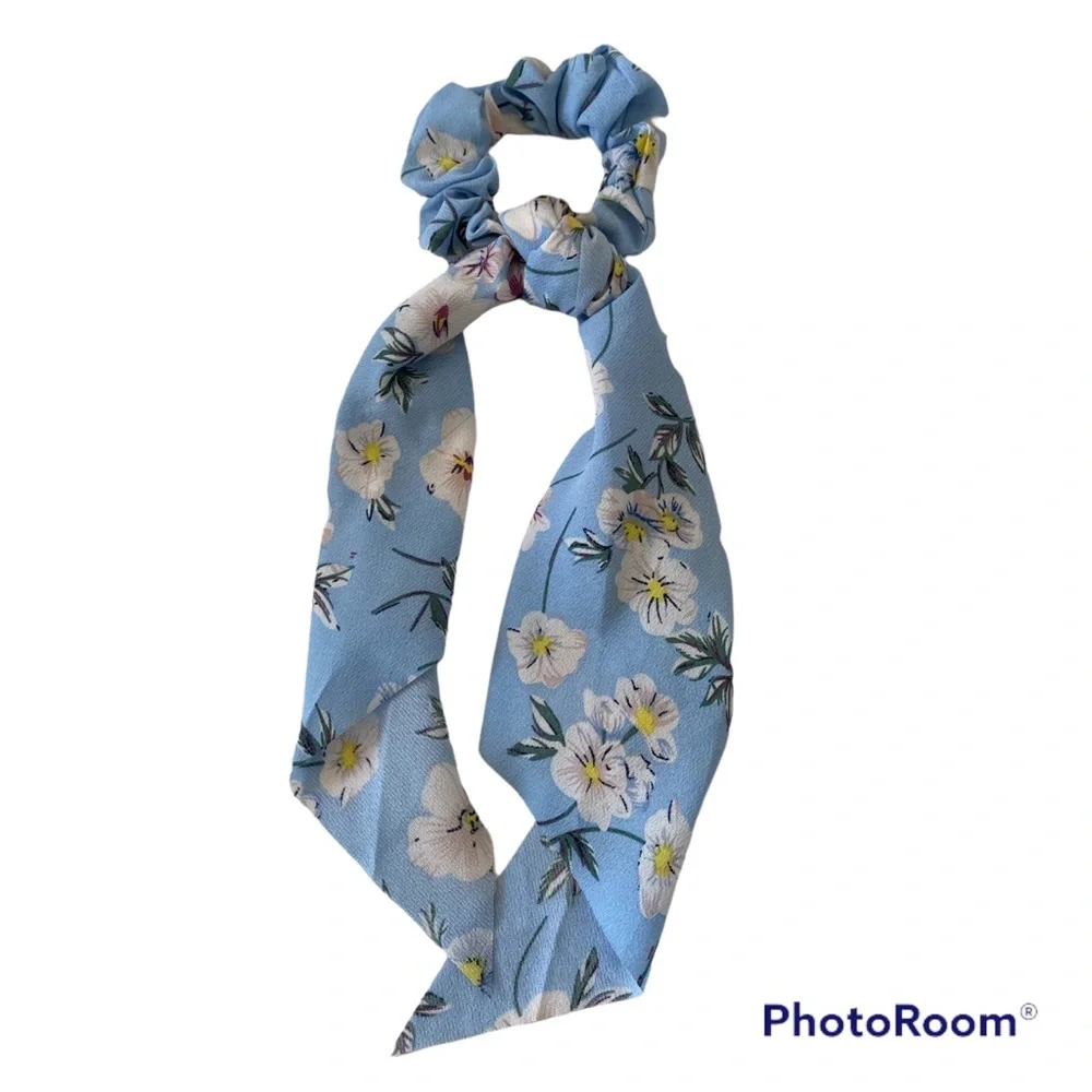 Bundle of Floral and Stripe Hair Scrunchie Scarves Set of 6